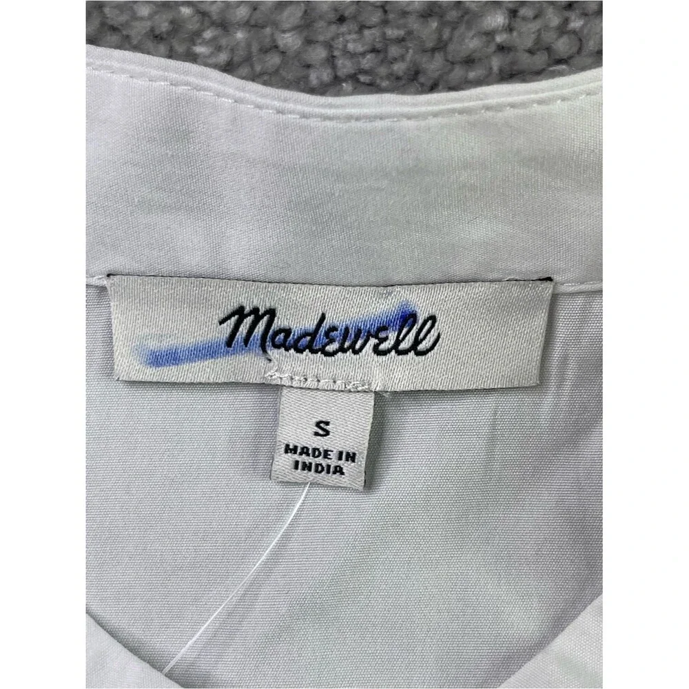 Madewell Puff-Sleeve Button-Up Shirt Women’s Small White Long Sleeve Cotton
